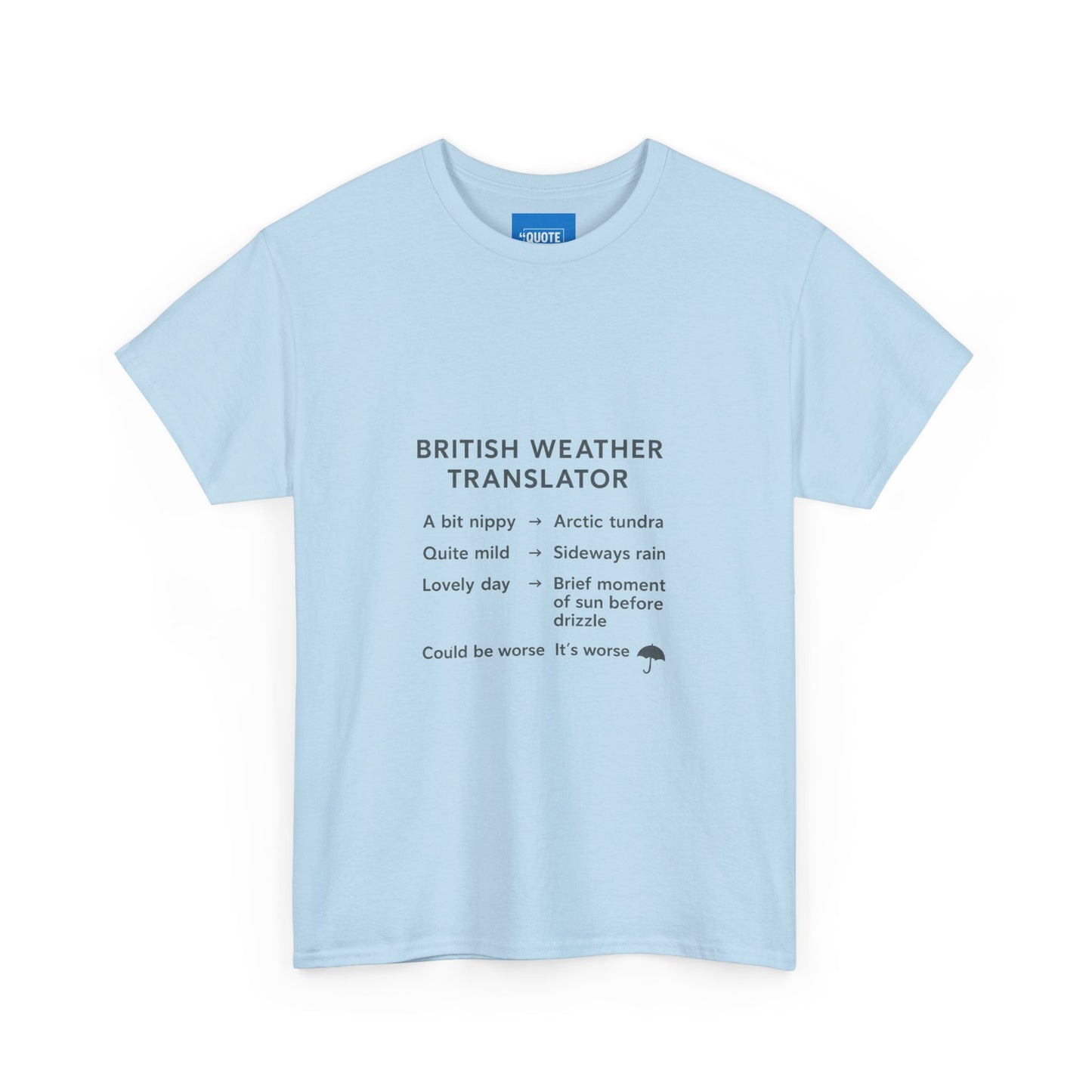 British Weather Problems Unisex Tee, Humorous British Tee, Heavy Cotton T-Shirt, Funny UK Tee