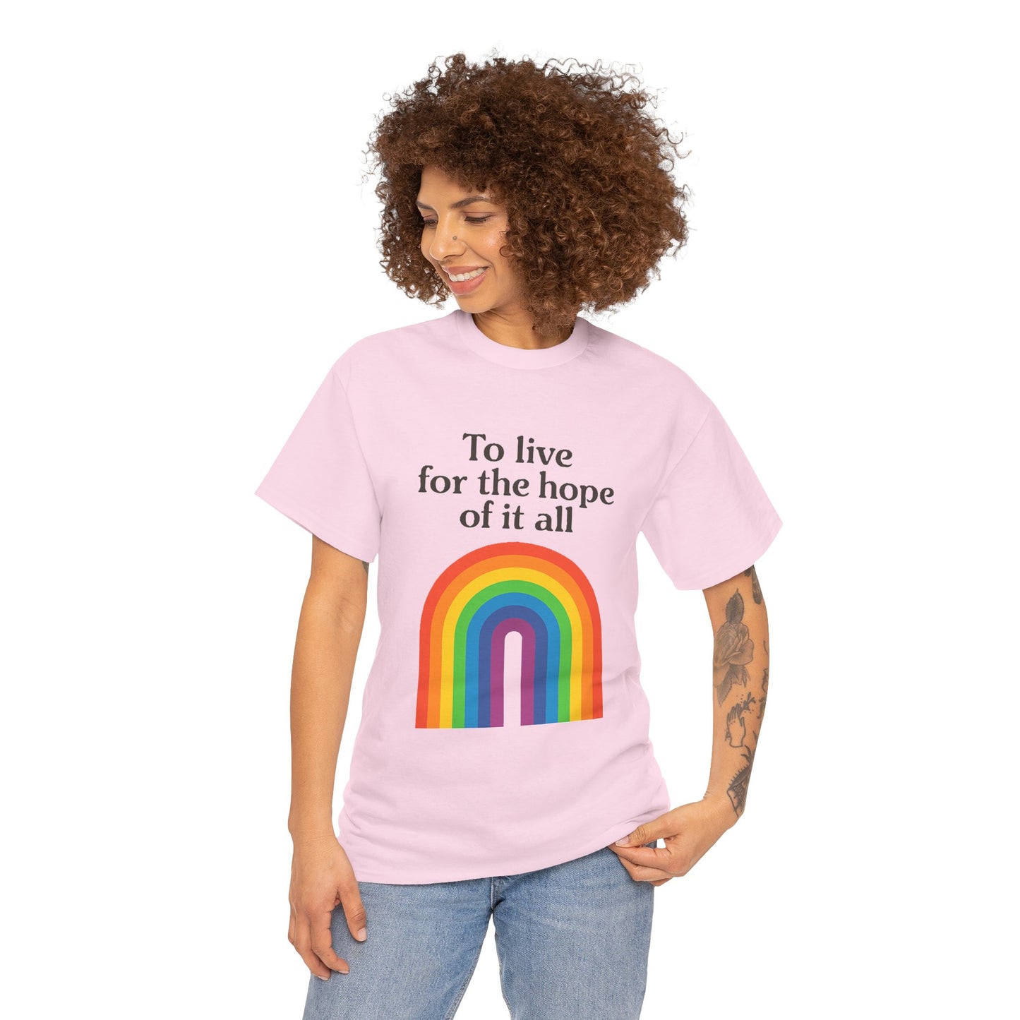 Rainbow Hope Unisex Cotton Tee, Inspirational Shirt, Pride Apparel, Gift for Friends, Casual Wear, Positive Vibes