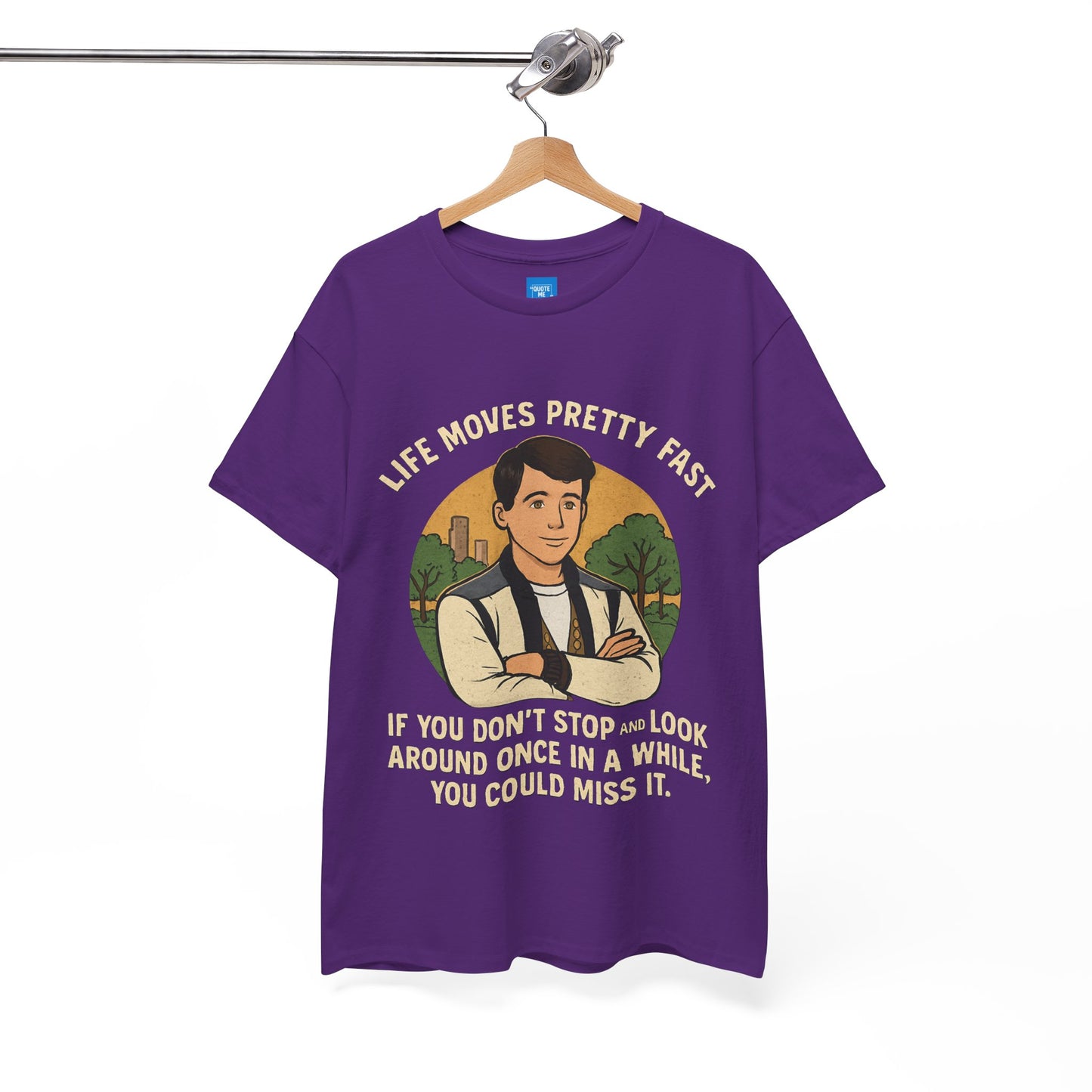 Life Moves Pretty Fast Unisex Cotton Tee | Vintage Quote Shirt | Gift for Friends | Casual Wear | Everyday Style | Motivational Outfit