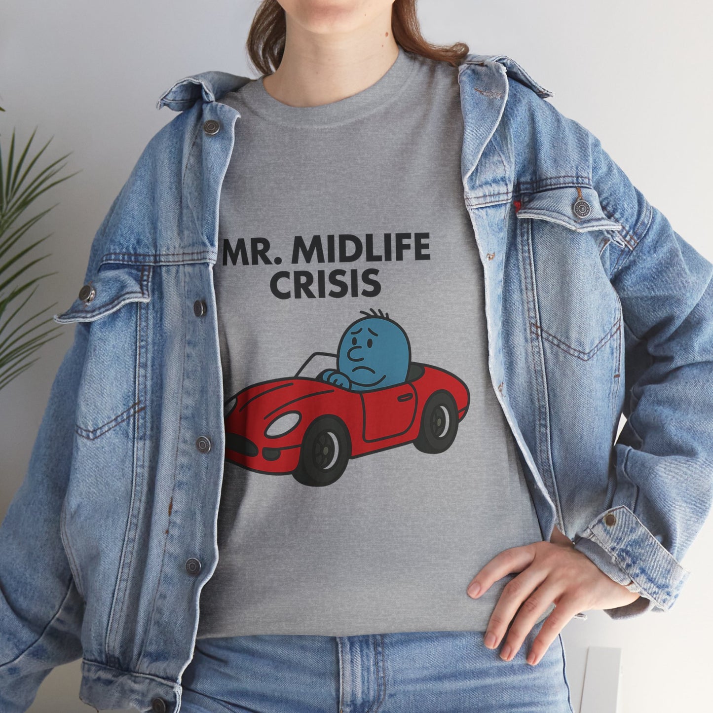 Mr Midlife Crisis T-Shirt, Funny Graphic Tee, Unisex Top for Men and Women, Vintage Style Shirt, Humorous Birthday Gift