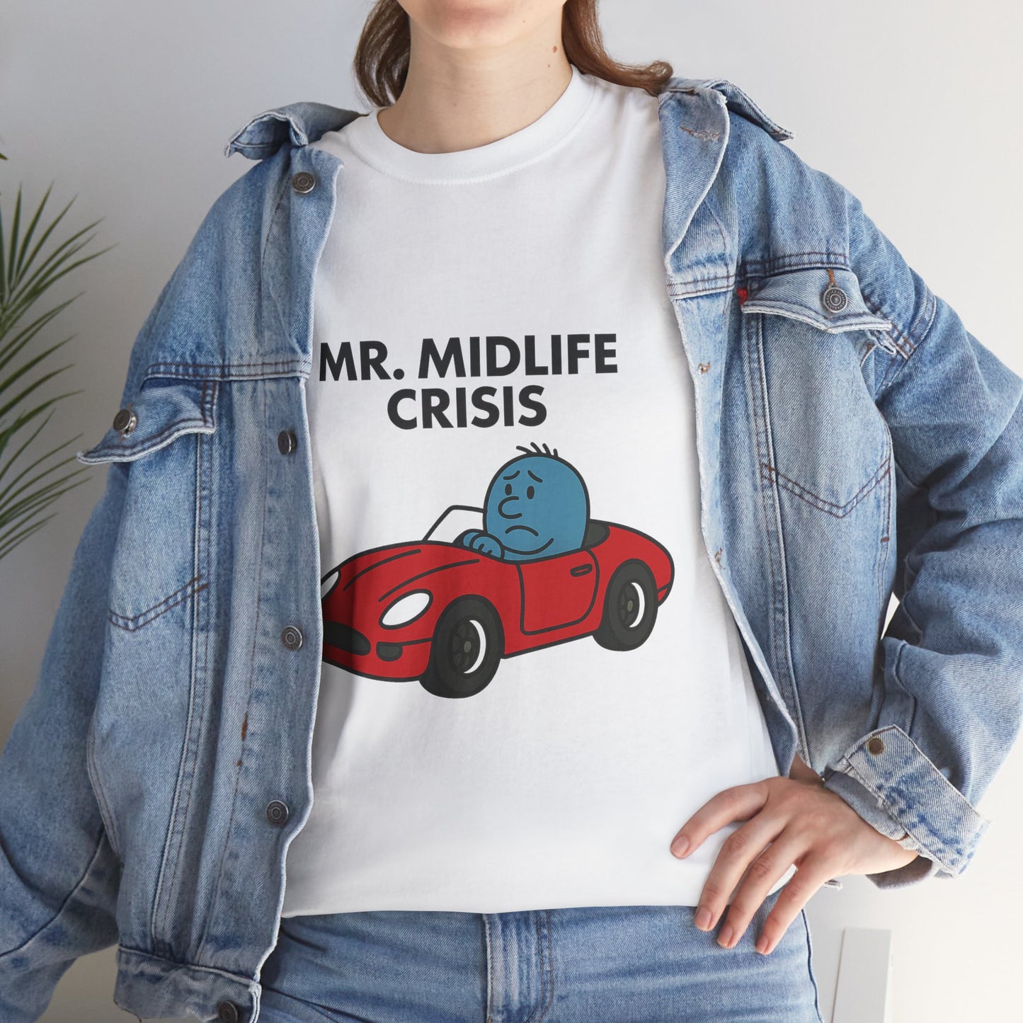 Mr Midlife Crisis T-Shirt, Funny Graphic Tee, Unisex Top for Men and Women, Vintage Style Shirt, Humorous Birthday Gift