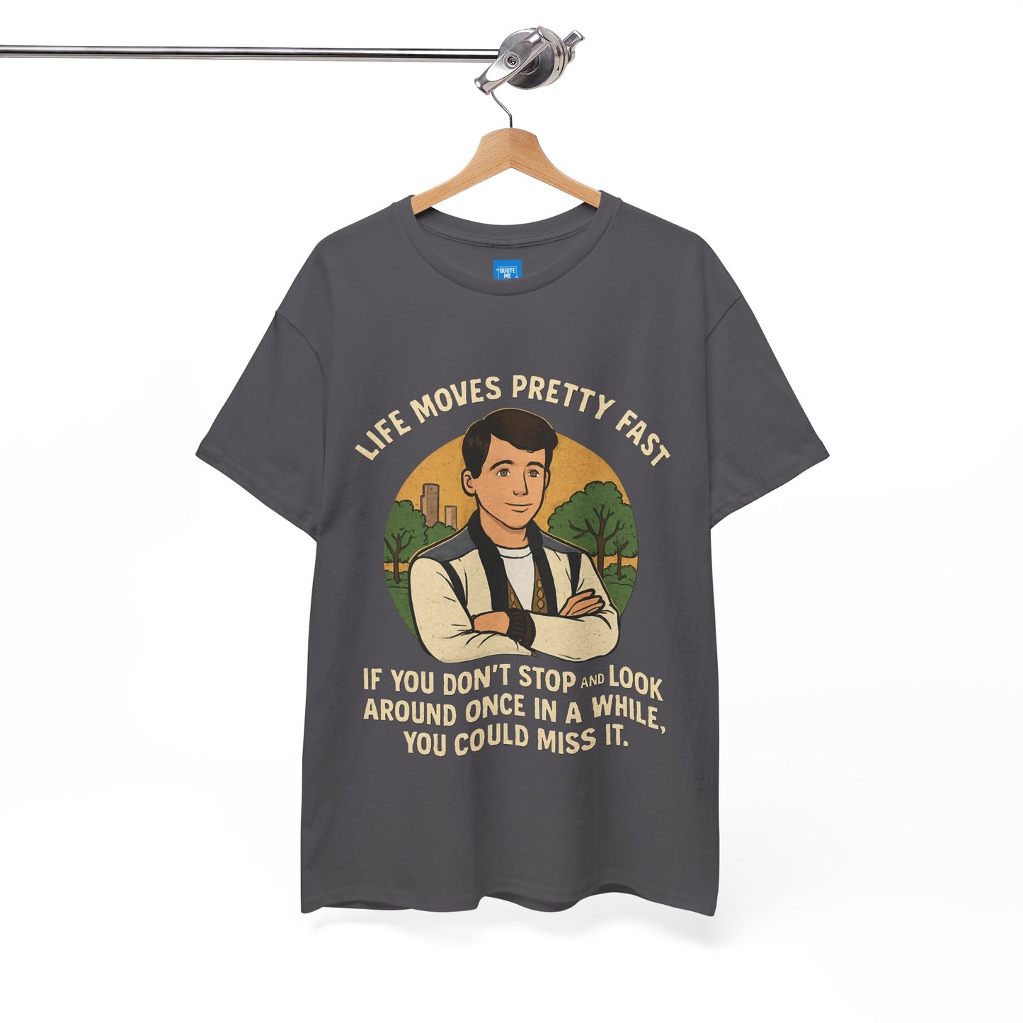 Life Moves Pretty Fast Unisex Cotton Tee | Vintage Quote Shirt | Gift for Friends | Casual Wear | Everyday Style | Motivational Outfit