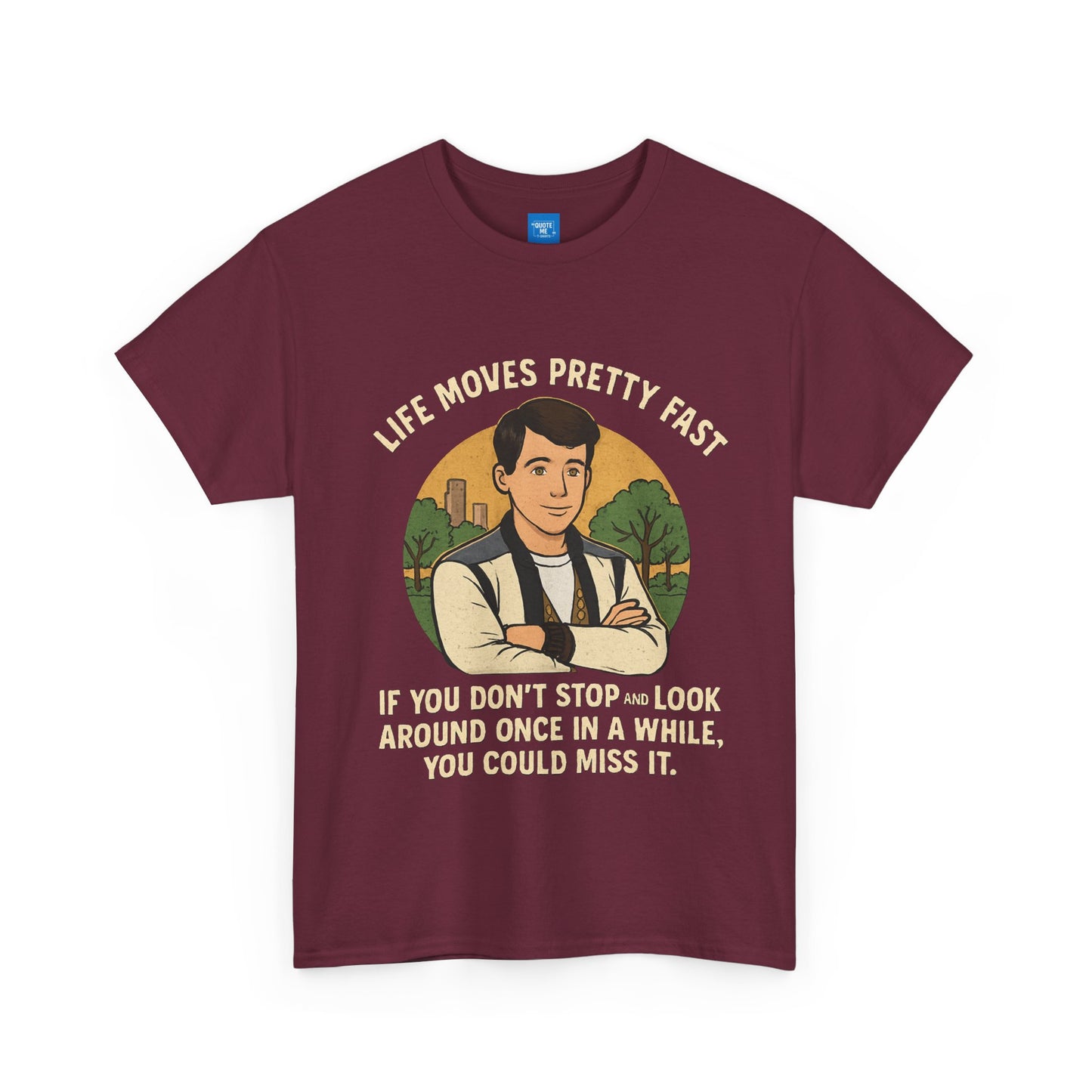 Life Moves Pretty Fast Unisex Cotton Tee | Vintage Quote Shirt | Gift for Friends | Casual Wear | Everyday Style | Motivational Outfit