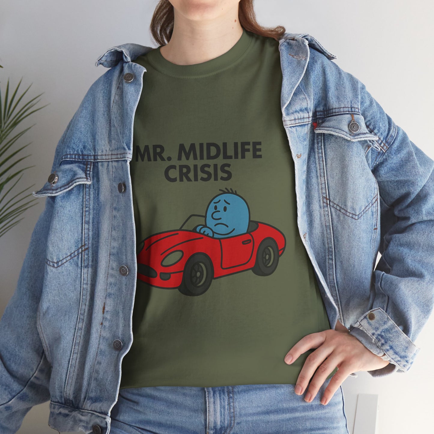 Mr Midlife Crisis T-Shirt, Funny Graphic Tee, Unisex Top for Men and Women, Vintage Style Shirt, Humorous Birthday Gift