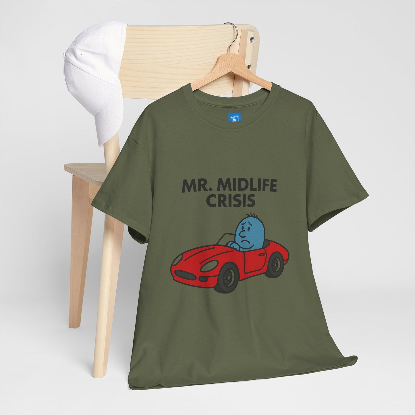 Mr Midlife Crisis T-Shirt, Funny Graphic Tee, Unisex Top for Men and Women, Vintage Style Shirt, Humorous Birthday Gift