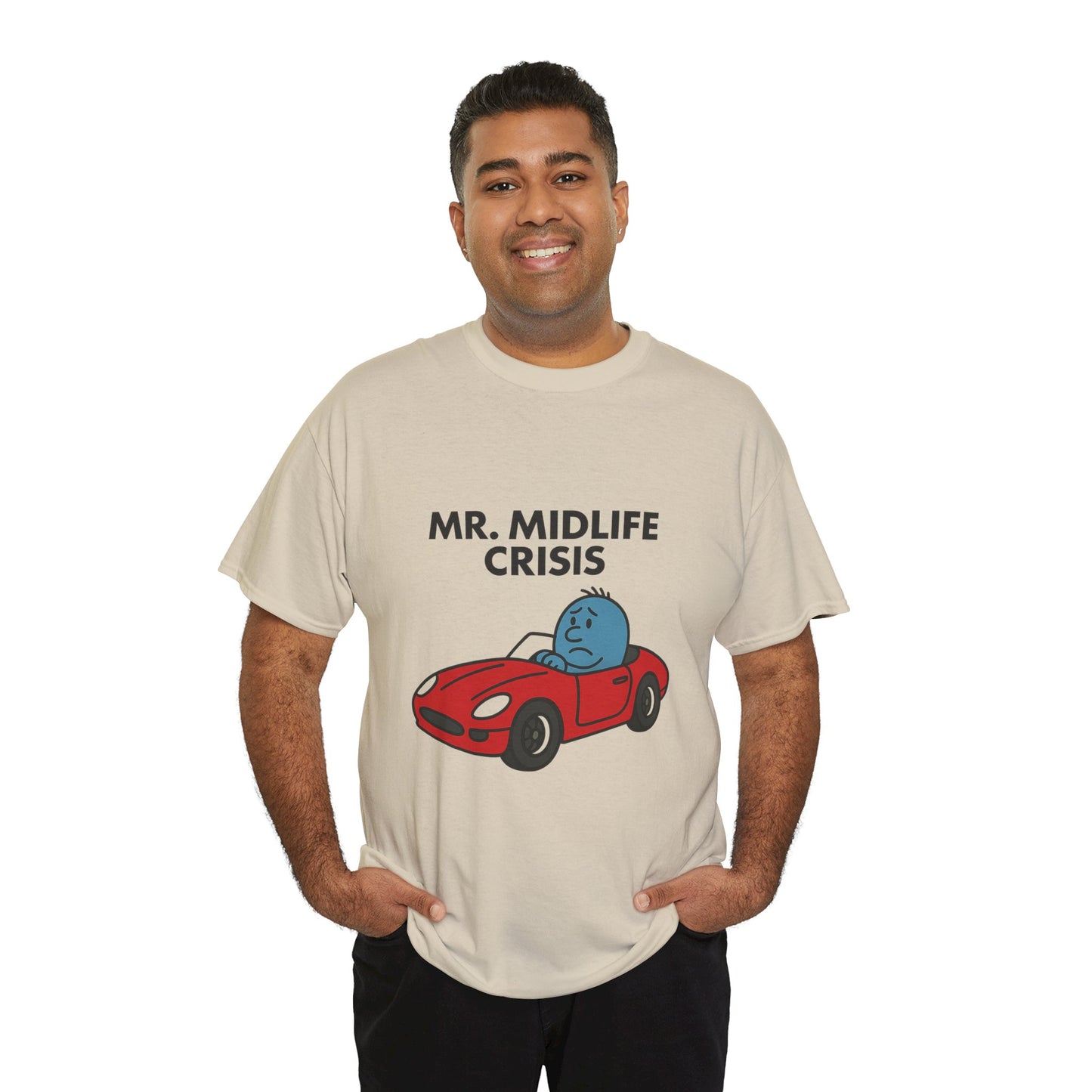 Mr Midlife Crisis T-Shirt, Funny Graphic Tee, Unisex Top for Men and Women, Vintage Style Shirt, Humorous Birthday Gift