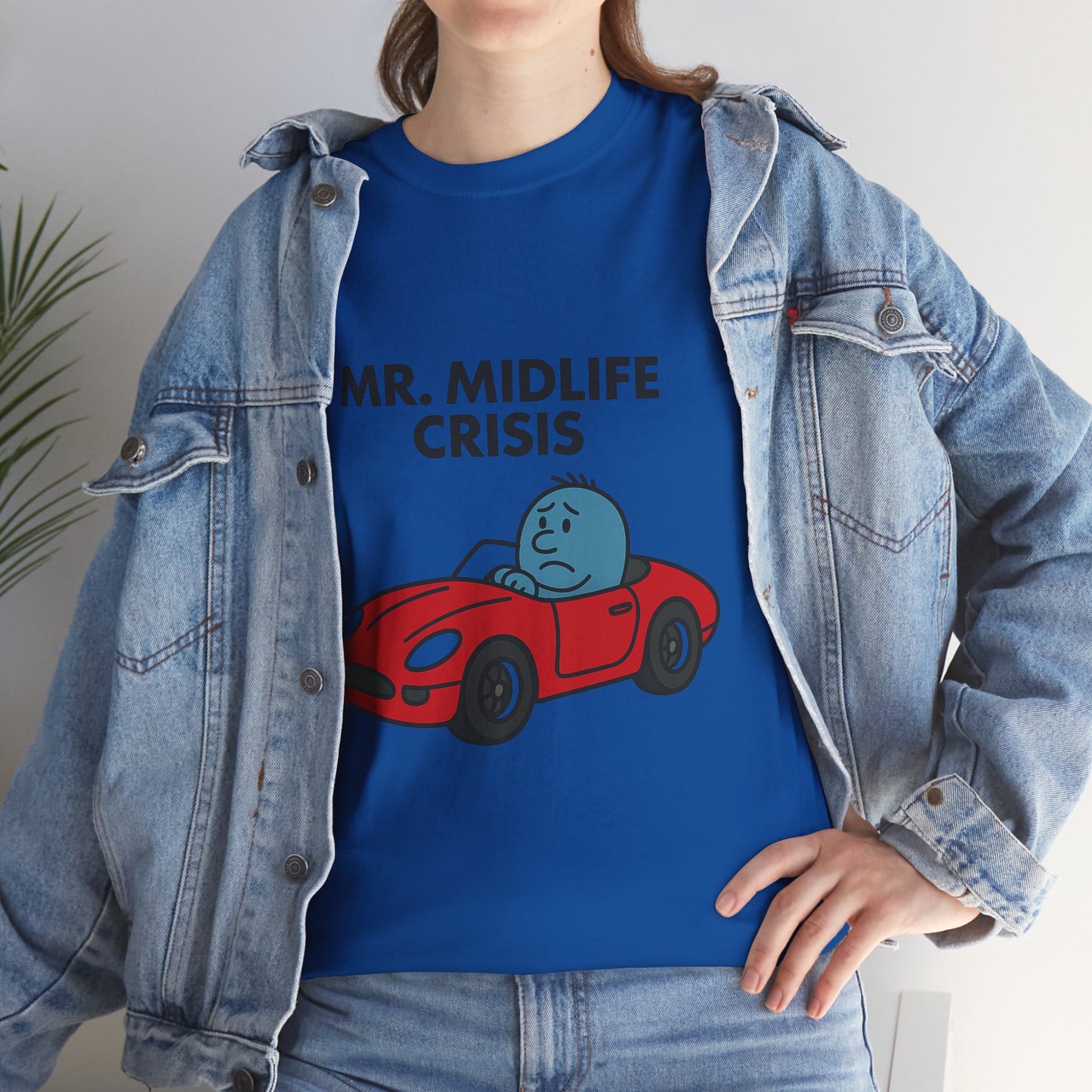 Mr Midlife Crisis T-Shirt, Funny Graphic Tee, Unisex Top for Men and Women, Vintage Style Shirt, Humorous Birthday Gift
