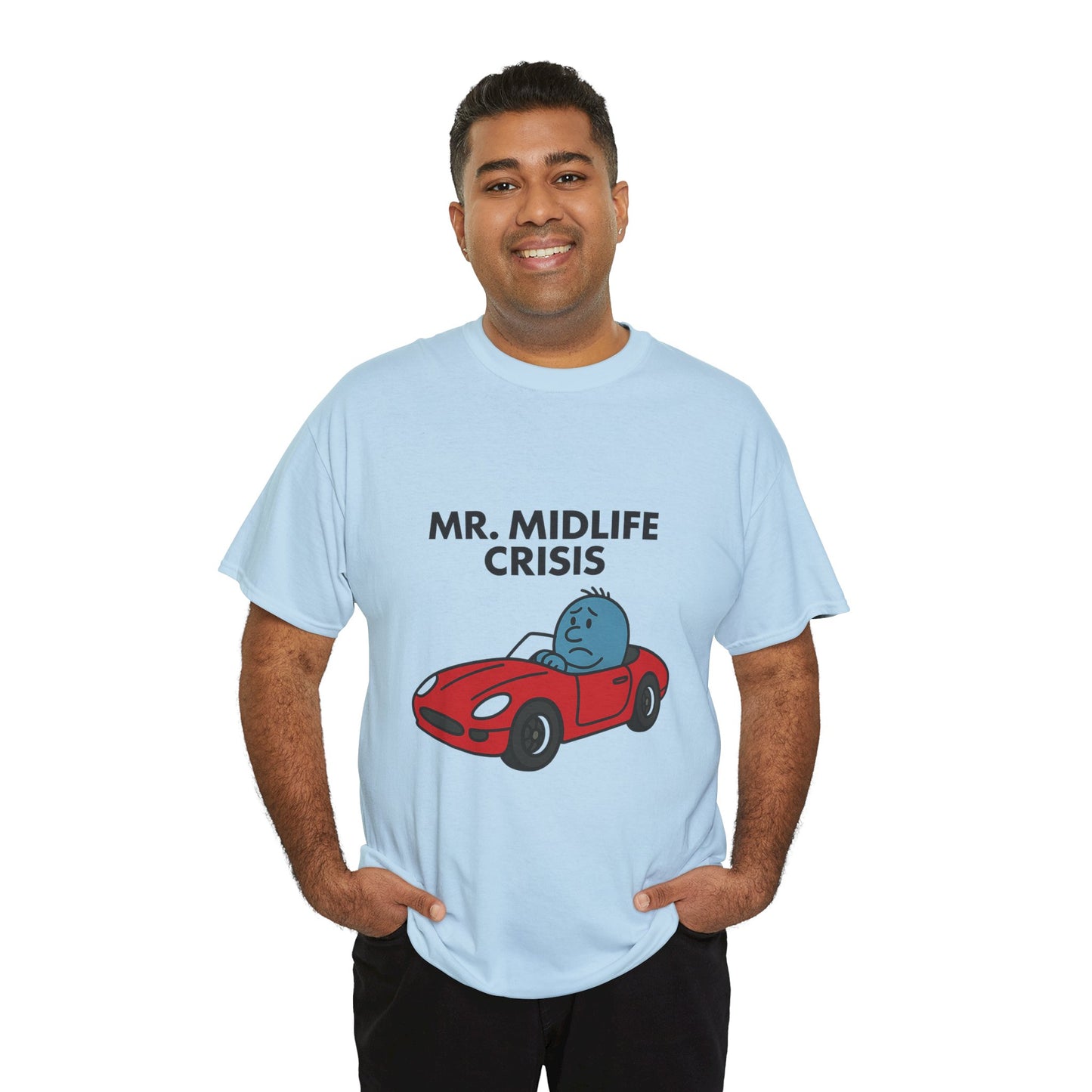 Mr Midlife Crisis T-Shirt, Funny Graphic Tee, Unisex Top for Men and Women, Vintage Style Shirt, Humorous Birthday Gift
