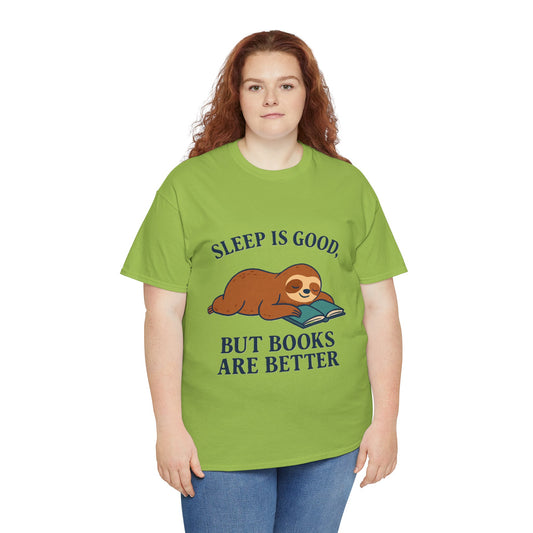 Sloth Book Lover Tee, Sleep is Good Shirt, Funny Bookworm Gift, Lazy Day T-Shirt, Relaxing Reading Top