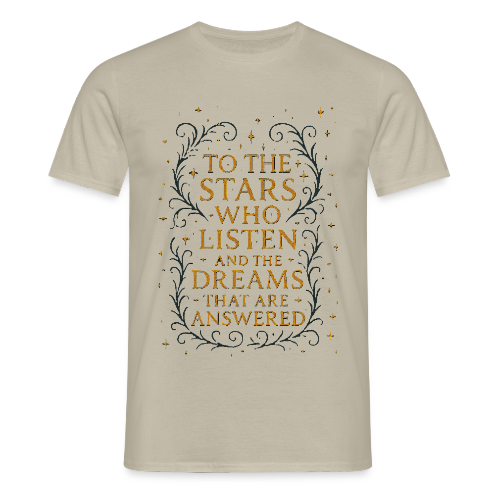 “To the Stars Who Listen” Fantasy Tee - sand beige