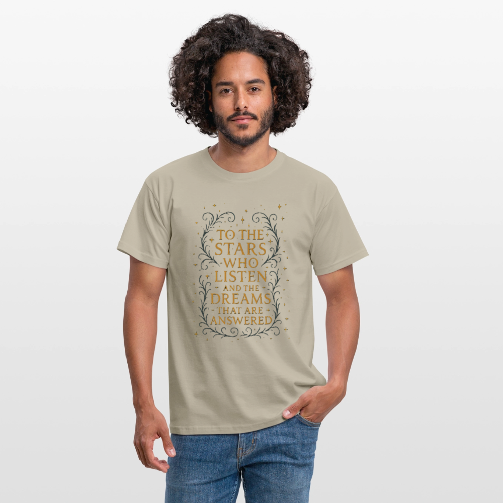 “To the Stars Who Listen” Fantasy Tee - sand beige