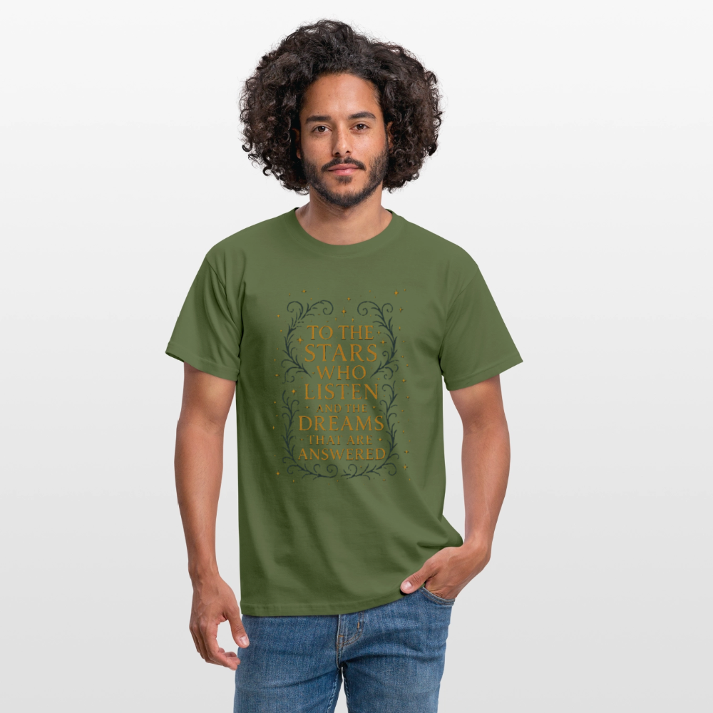 “To the Stars Who Listen” Fantasy Tee - military green