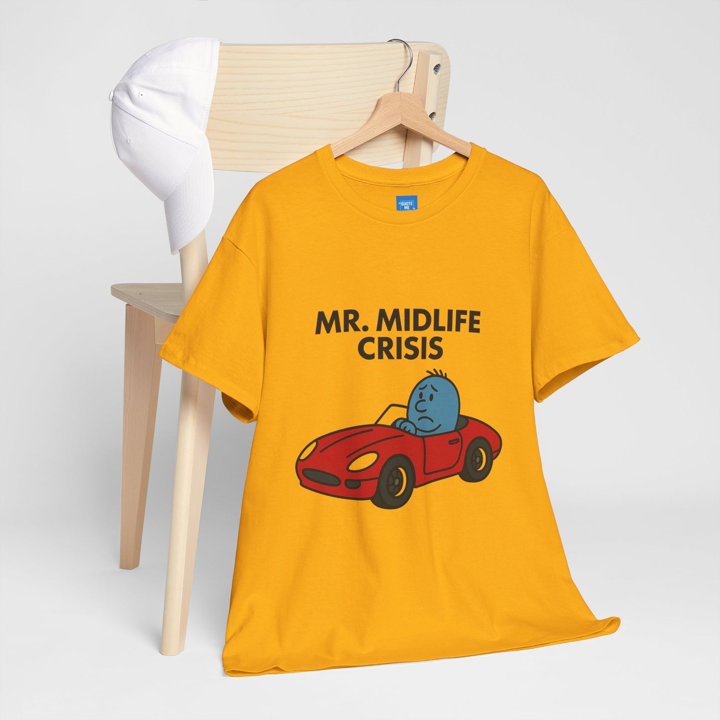 Mr Midlife Crisis T-Shirt, Funny Graphic Tee, Unisex Top for Men and Women, Vintage Style Shirt, Humorous Birthday Gift