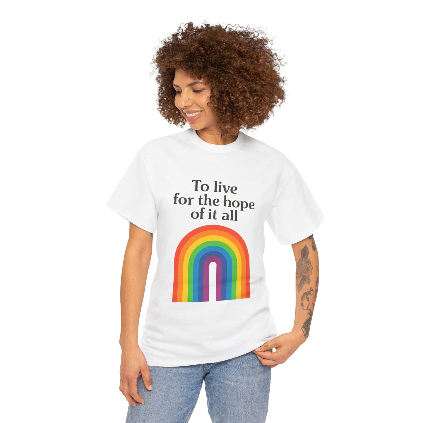 Rainbow Hope Unisex Cotton Tee, Inspirational Shirt, Pride Apparel, Gift for Friends, Casual Wear, Positive Vibes