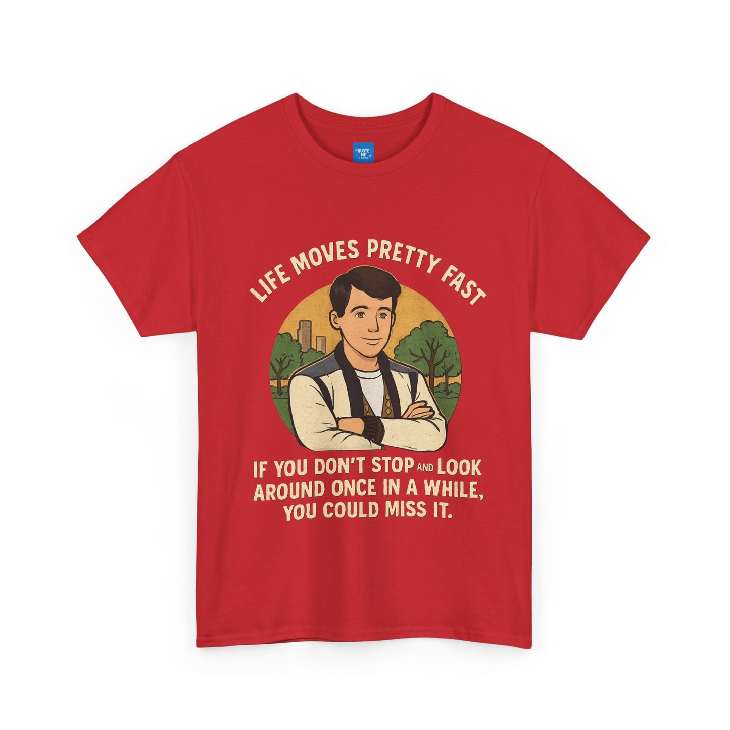 Life Moves Pretty Fast Unisex Cotton Tee | Vintage Quote Shirt | Gift for Friends | Casual Wear | Everyday Style | Motivational Outfit