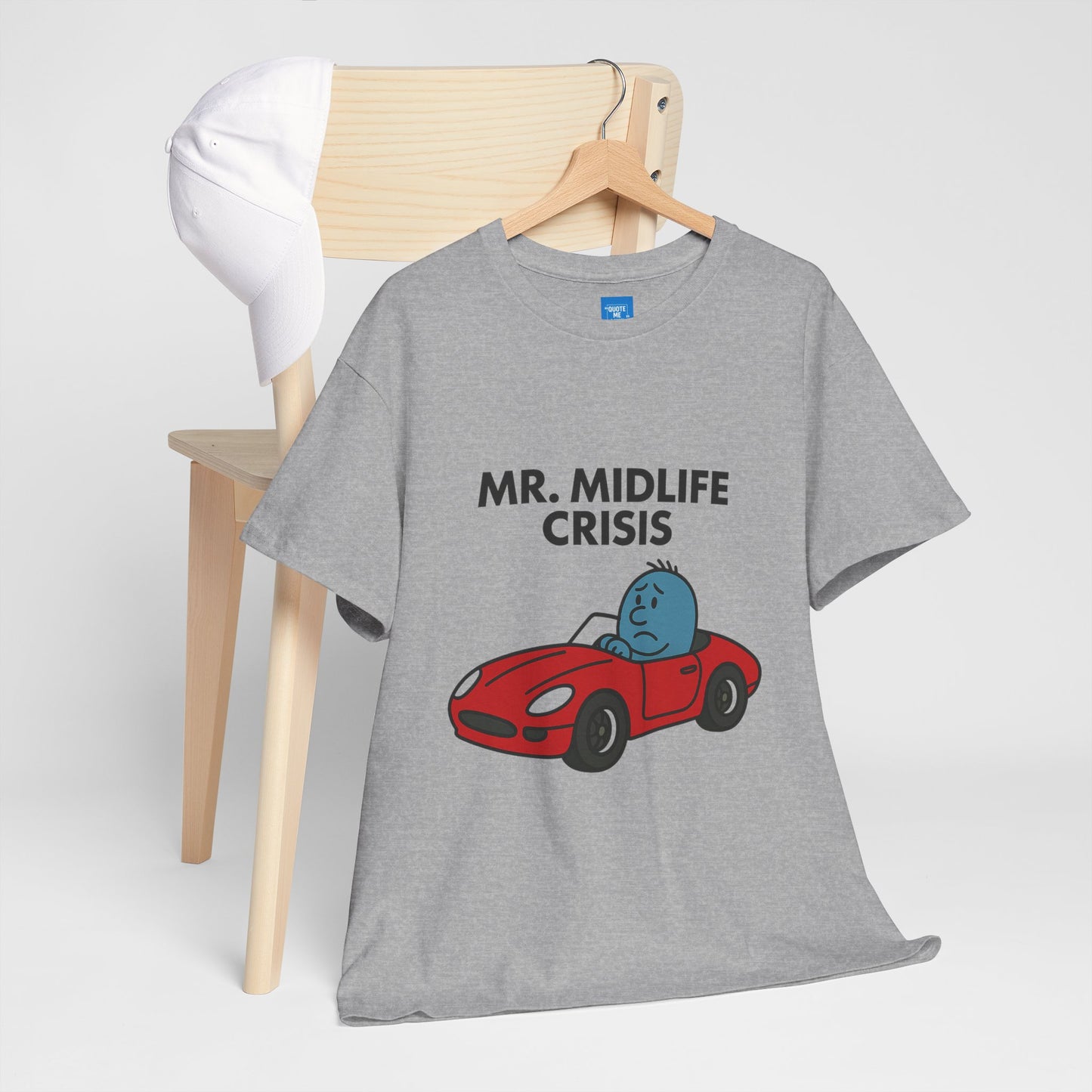 Mr Midlife Crisis T-Shirt, Funny Graphic Tee, Unisex Top for Men and Women, Vintage Style Shirt, Humorous Birthday Gift