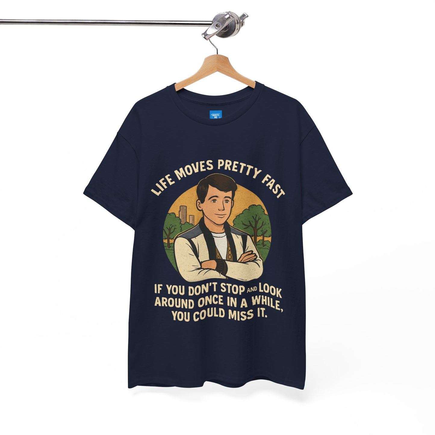 Life Moves Pretty Fast Unisex Cotton Tee | Vintage Quote Shirt | Gift for Friends | Casual Wear | Everyday Style | Motivational Outfit