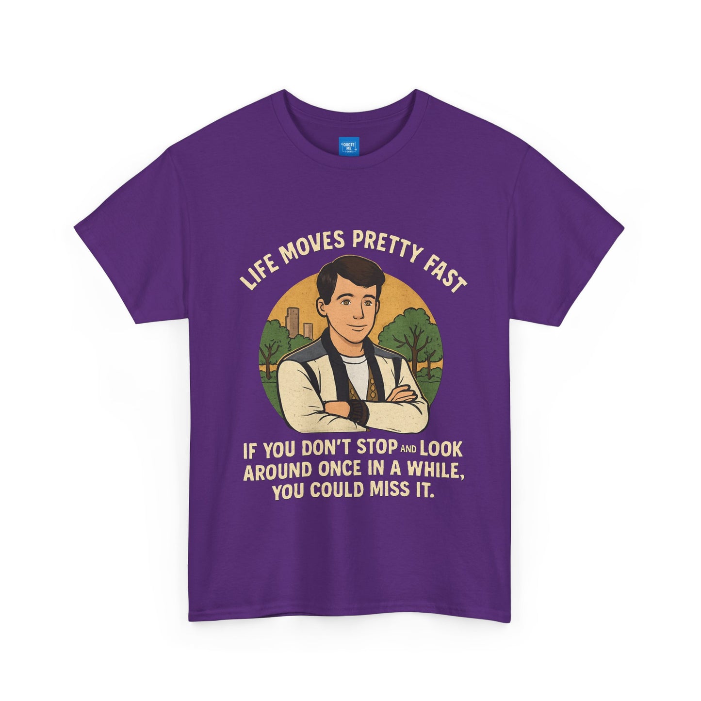 Life Moves Pretty Fast Unisex Cotton Tee | Vintage Quote Shirt | Gift for Friends | Casual Wear | Everyday Style | Motivational Outfit