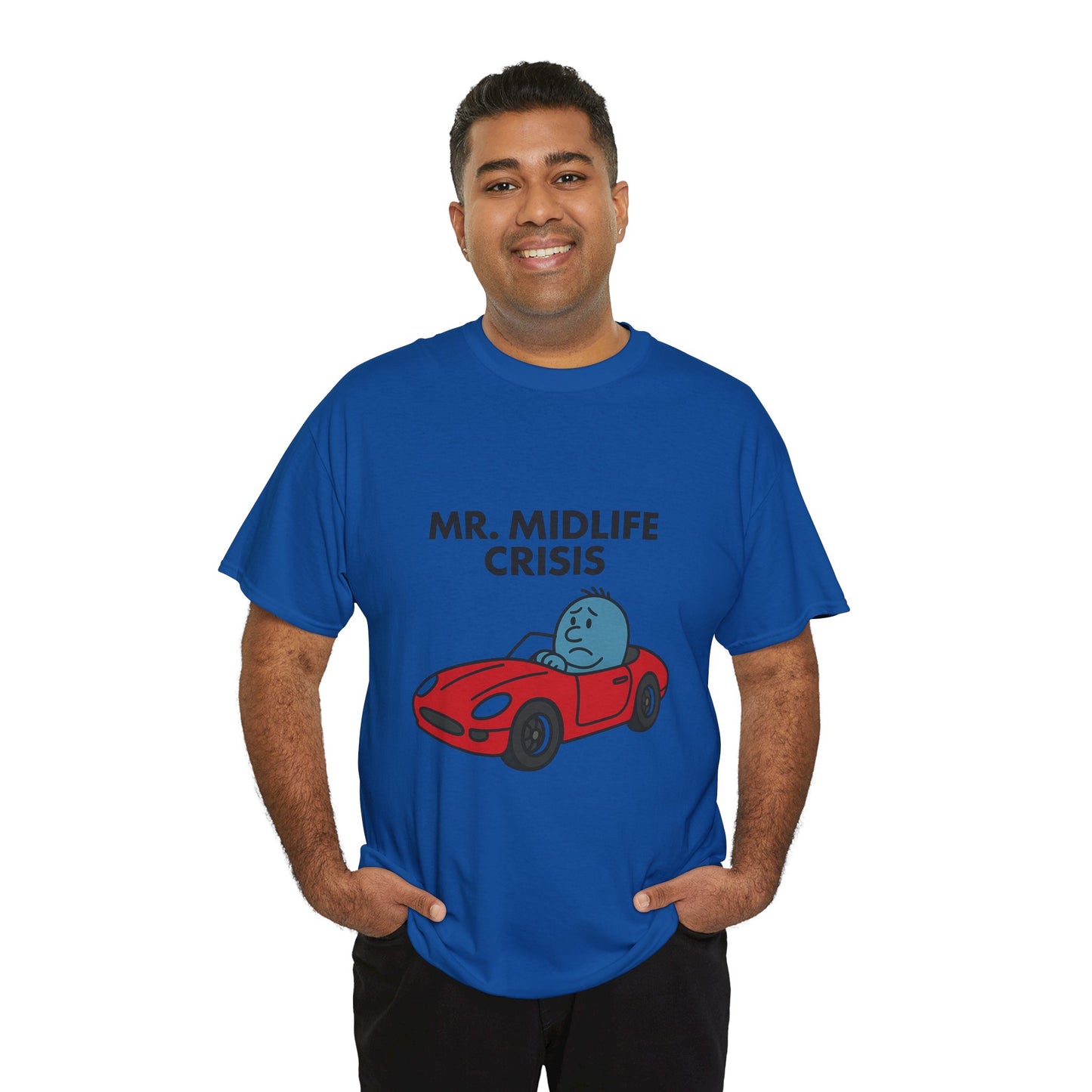 Mr Midlife Crisis T-Shirt, Funny Graphic Tee, Unisex Top for Men and Women, Vintage Style Shirt, Humorous Birthday Gift