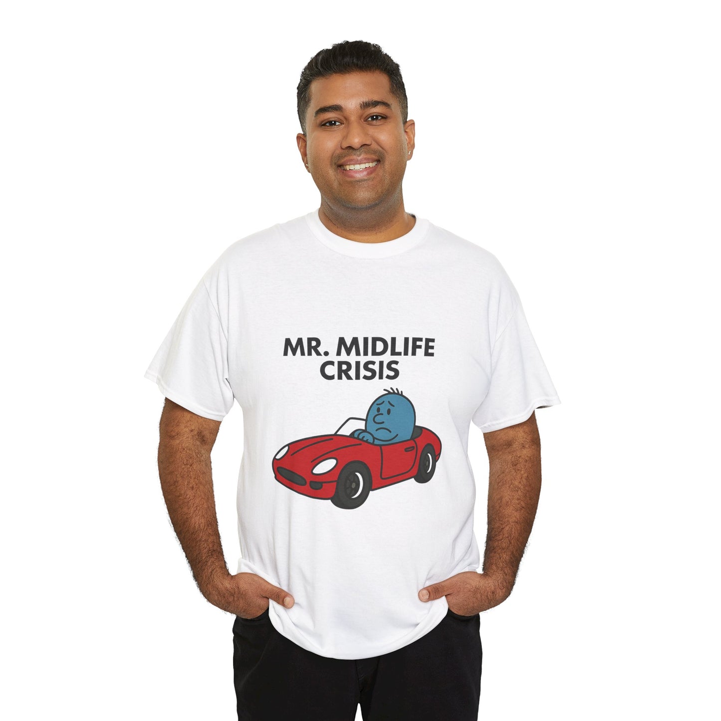 Mr Midlife Crisis T-Shirt, Funny Graphic Tee, Unisex Top for Men and Women, Vintage Style Shirt, Humorous Birthday Gift