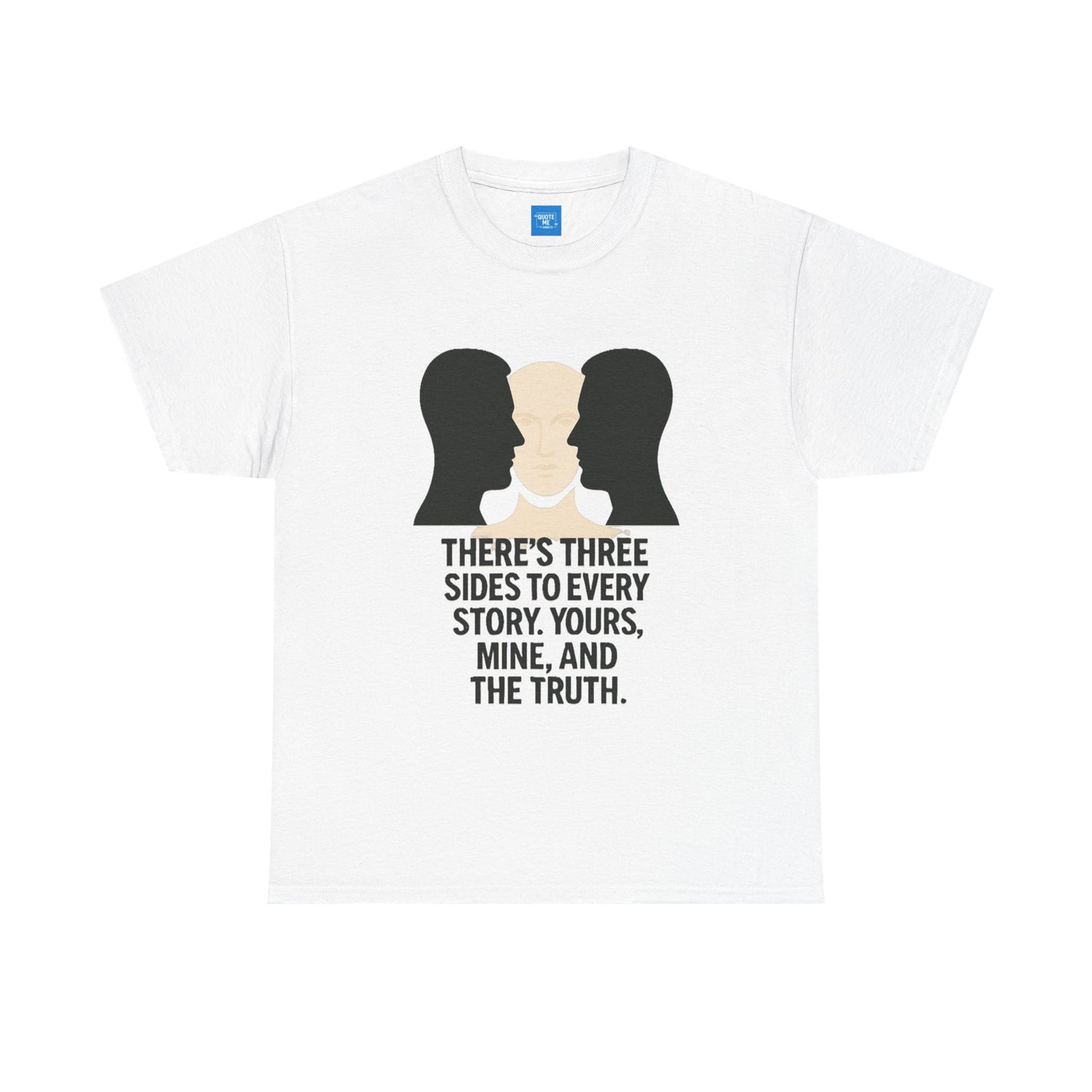 Three Sides Story Unisex Tee, Graphic T-Shirt, Philosophical Shirt, Cotton Shirt, Gift for Storyteller, Short Sleeve Top