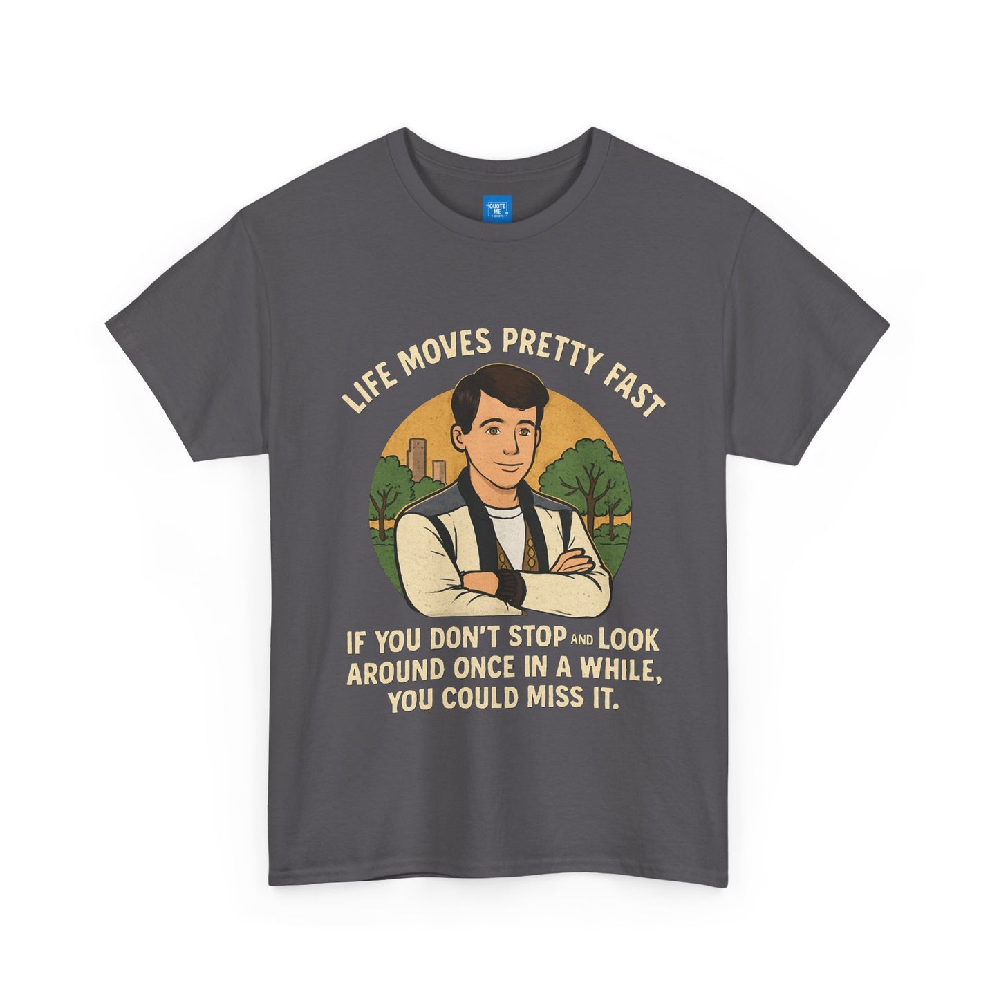 Life Moves Pretty Fast Unisex Cotton Tee | Vintage Quote Shirt | Gift for Friends | Casual Wear | Everyday Style | Motivational Outfit