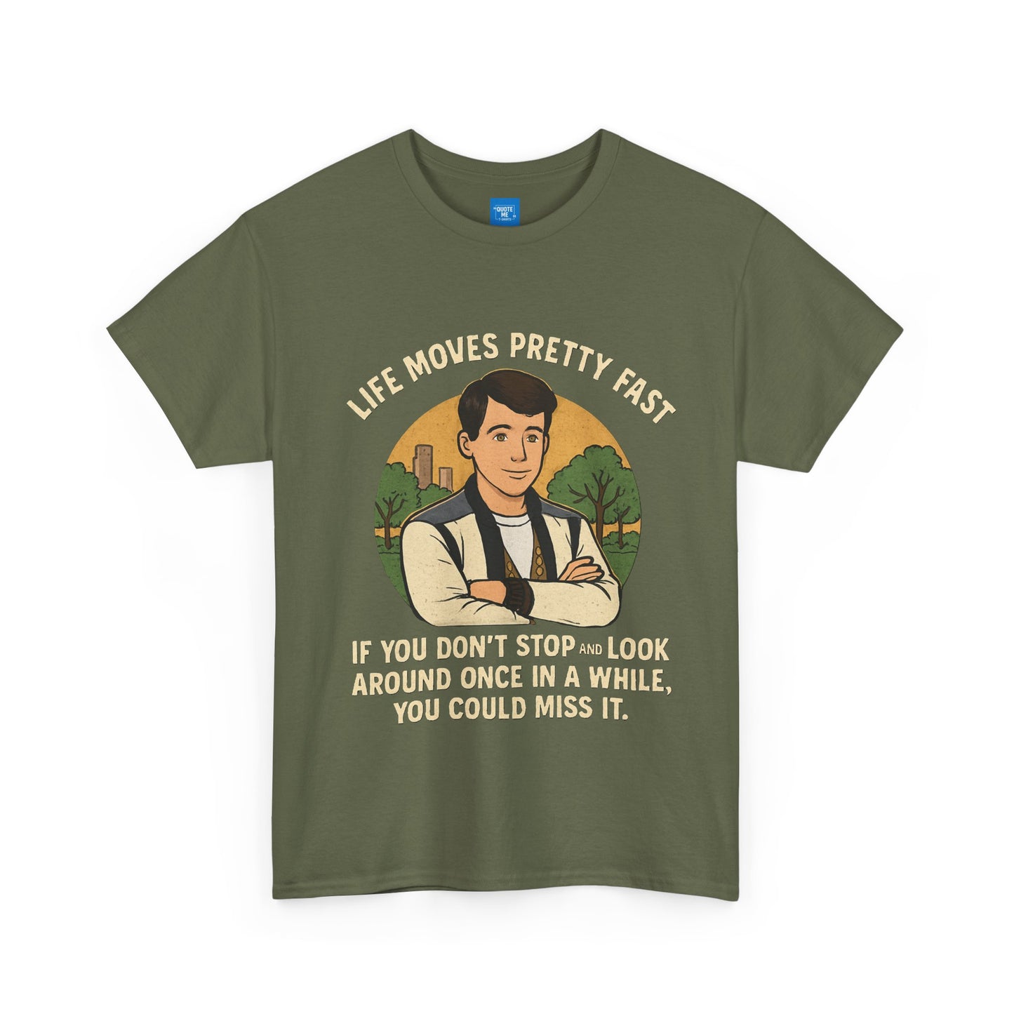 Life Moves Pretty Fast Unisex Cotton Tee | Vintage Quote Shirt | Gift for Friends | Casual Wear | Everyday Style | Motivational Outfit