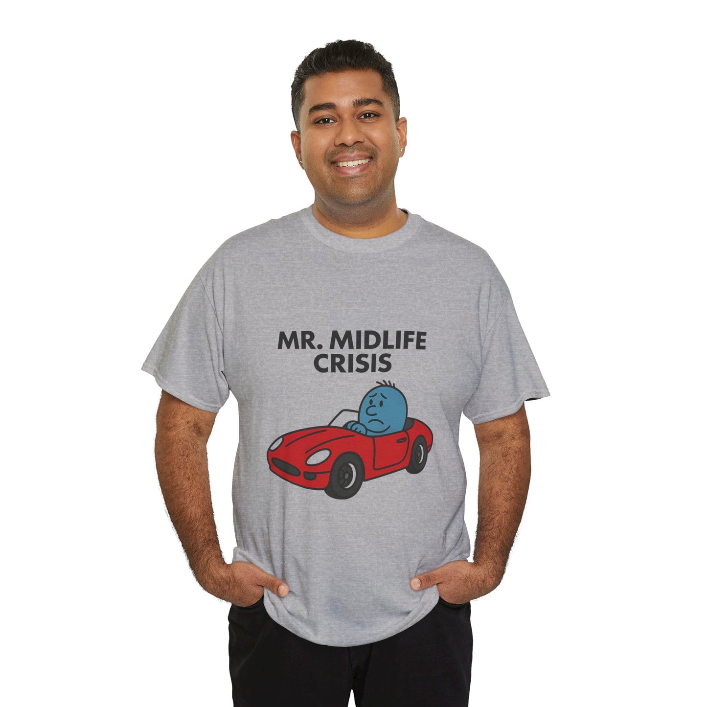 Mr Midlife Crisis T-Shirt, Funny Graphic Tee, Unisex Top for Men and Women, Vintage Style Shirt, Humorous Birthday Gift