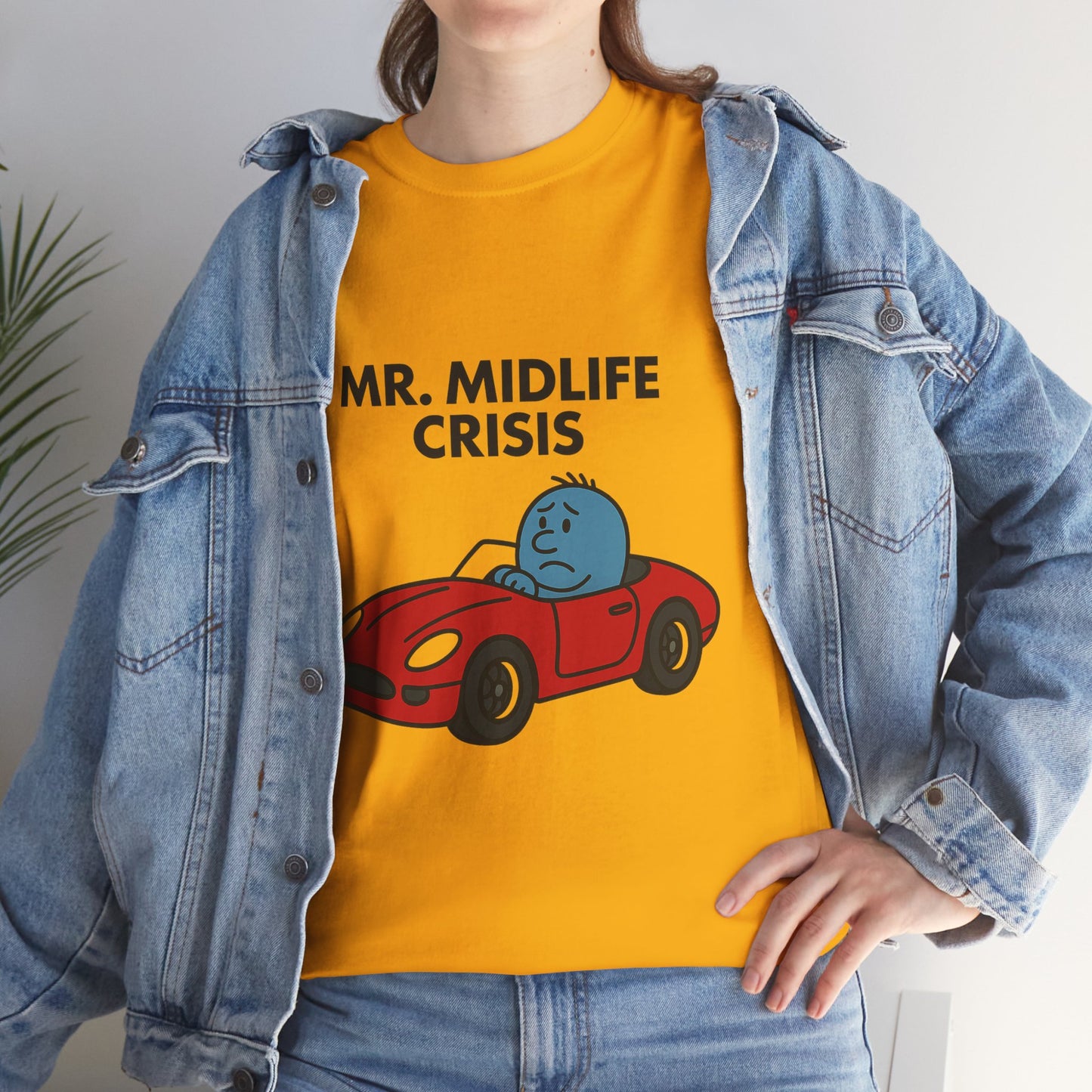 Mr Midlife Crisis T-Shirt, Funny Graphic Tee, Unisex Top for Men and Women, Vintage Style Shirt, Humorous Birthday Gift