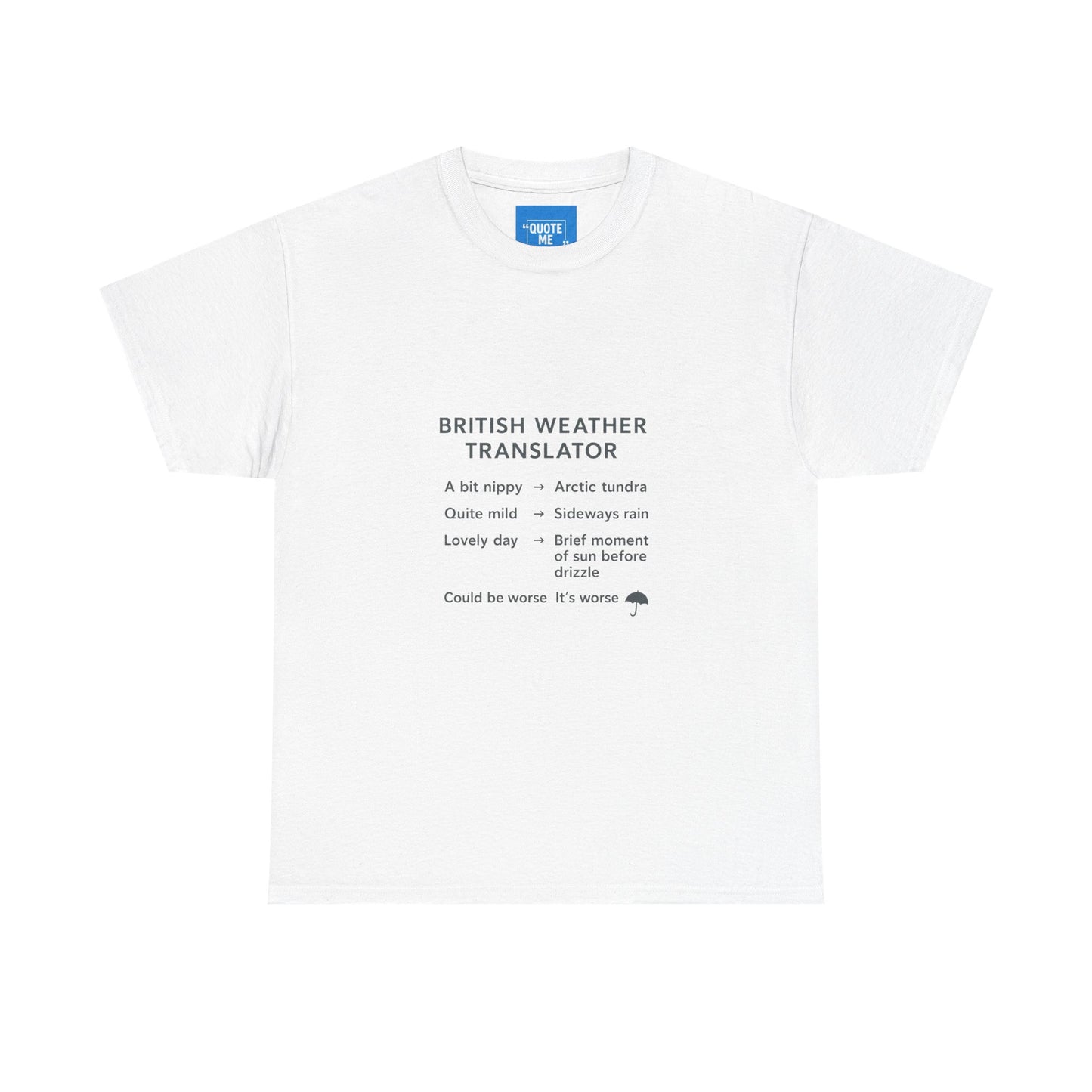 British Weather Problems Unisex Tee, Humorous British Tee, Heavy Cotton T-Shirt, Funny UK Tee