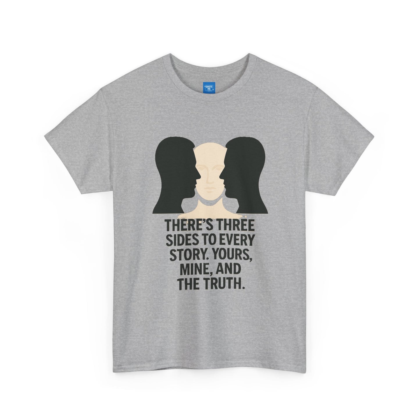 Three Sides Story Unisex Tee, Graphic T-Shirt, Philosophical Shirt, Cotton Shirt, Gift for Storyteller, Short Sleeve Top