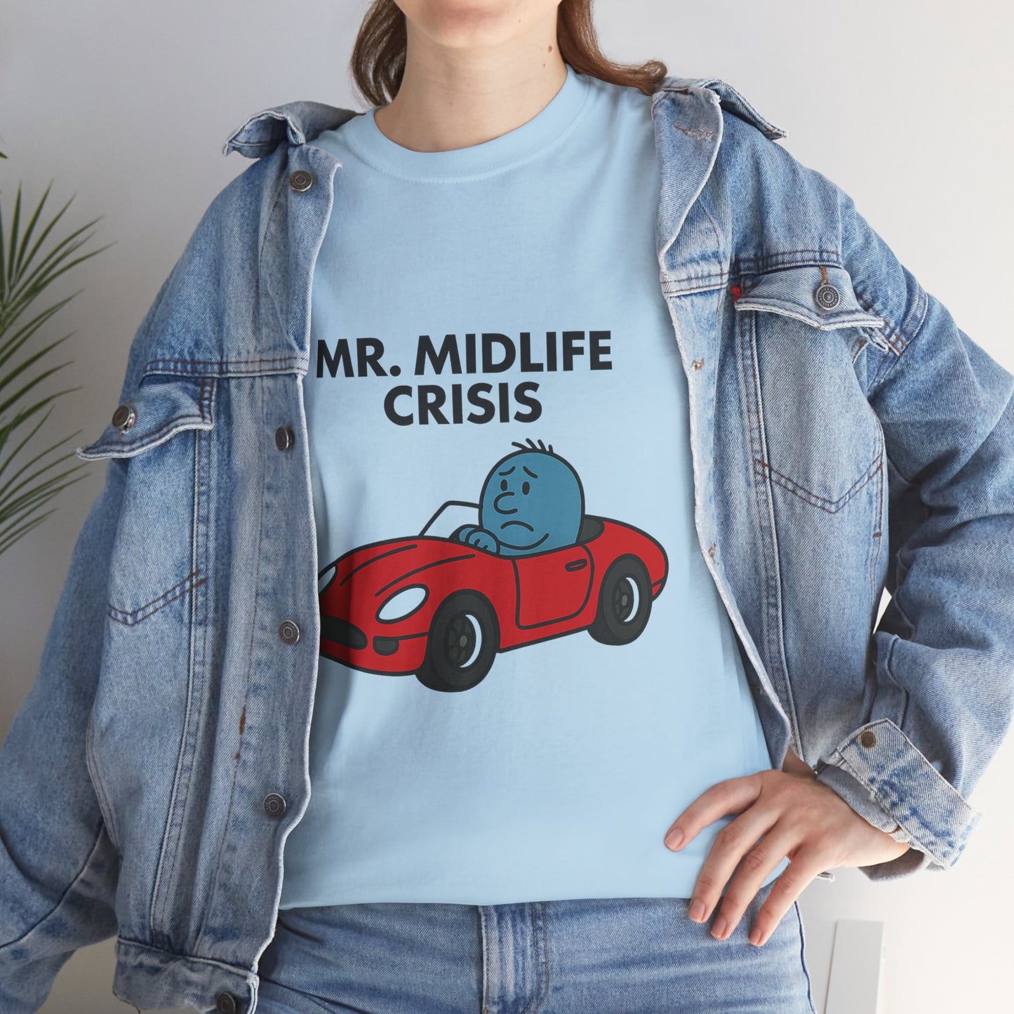 Mr Midlife Crisis T-Shirt, Funny Graphic Tee, Unisex Top for Men and Women, Vintage Style Shirt, Humorous Birthday Gift