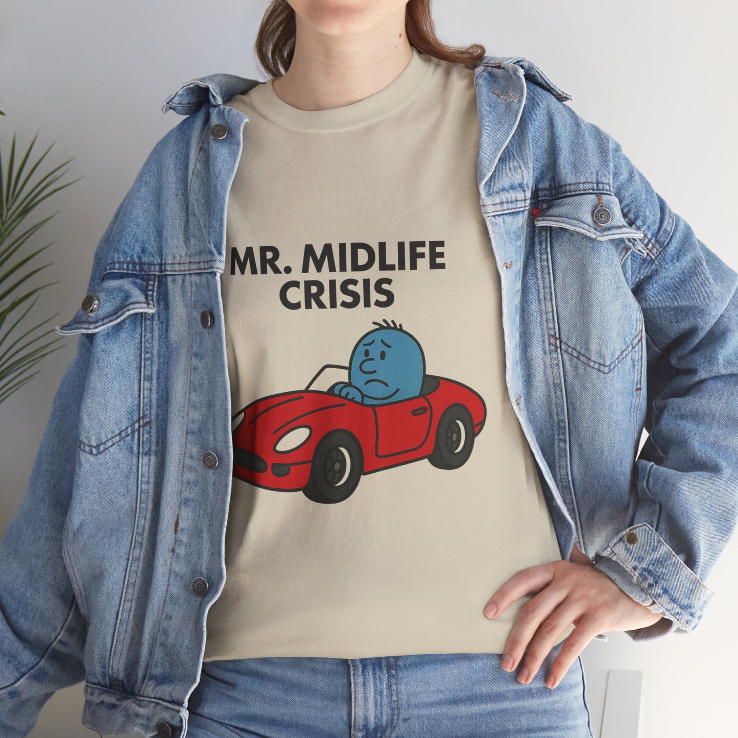 Mr Midlife Crisis T-Shirt, Funny Graphic Tee, Unisex Top for Men and Women, Vintage Style Shirt, Humorous Birthday Gift
