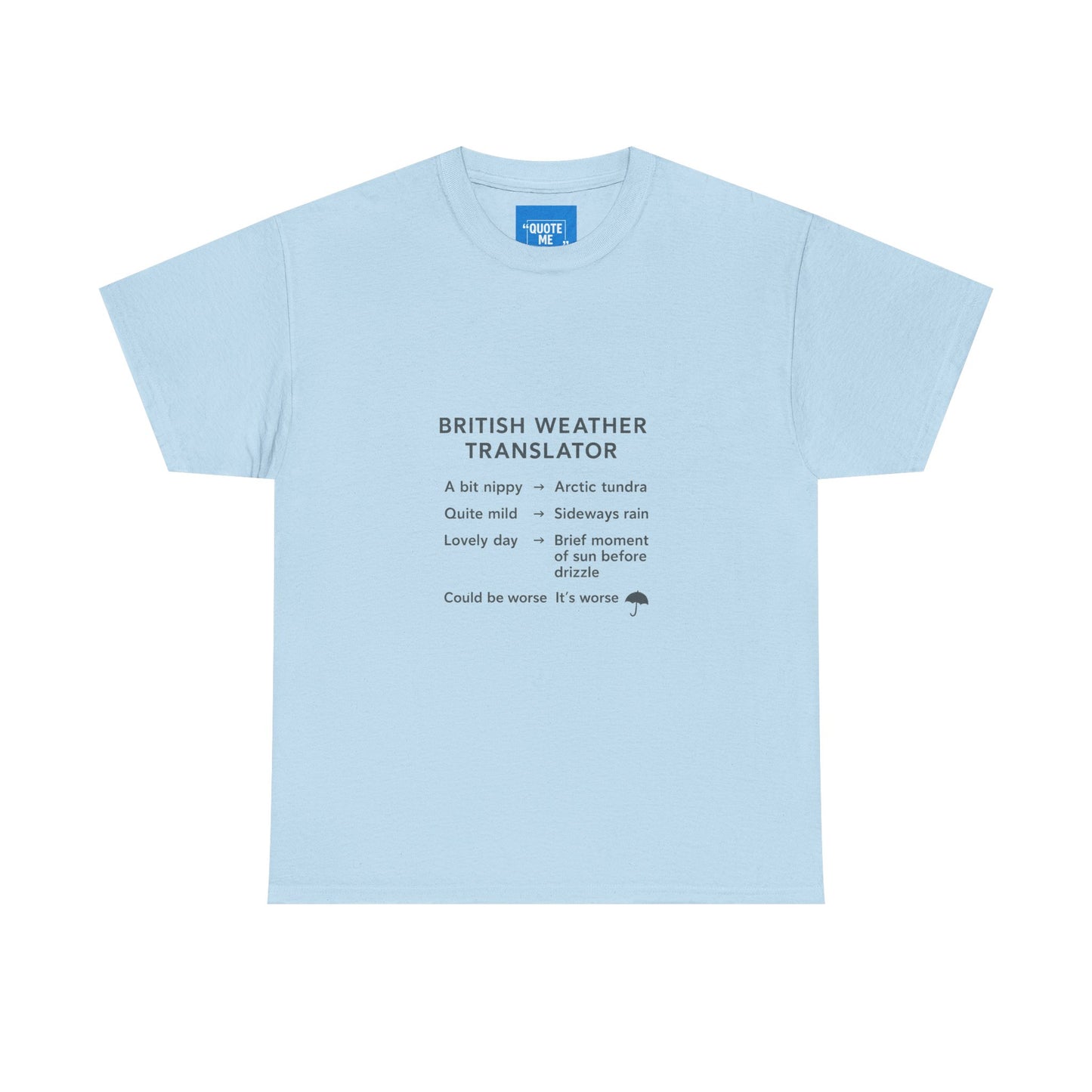 British Weather Problems Unisex Tee, Humorous British Tee, Heavy Cotton T-Shirt, Funny UK Tee