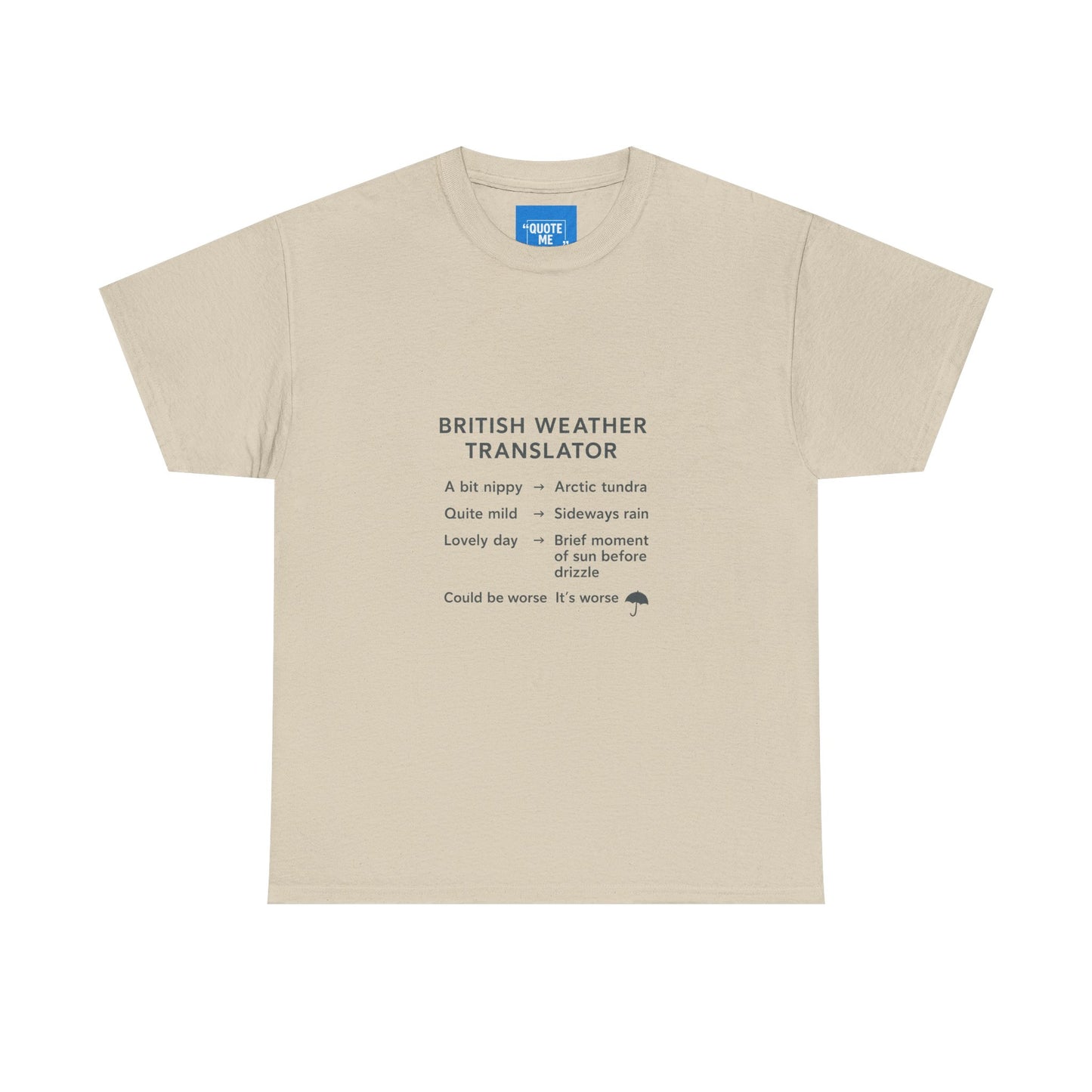 British Weather Problems Unisex Tee, Humorous British Tee, Heavy Cotton T-Shirt, Funny UK Tee